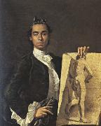 Luis Melendez, Self-Portrait with a Drawing of a Male Nude